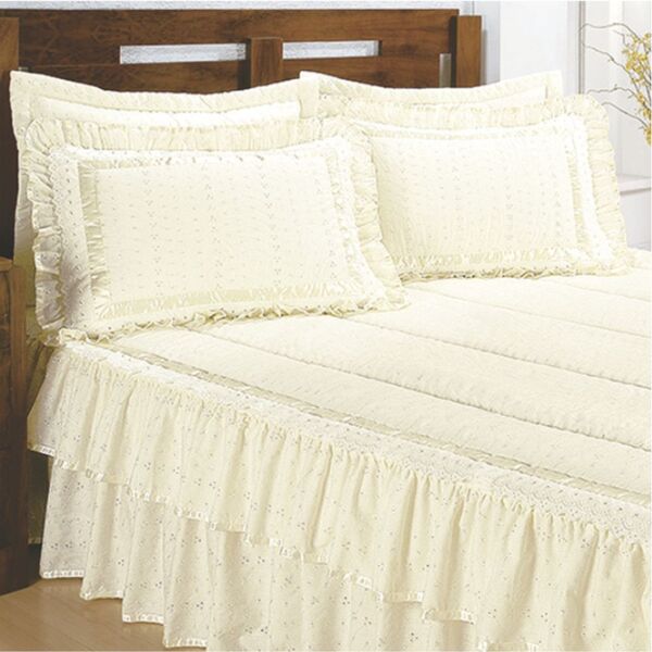 Colcha Sedução Lese Casal Queen Com Babado Duplo 07 Peças - P