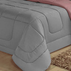Colcha Soft Casal Queen Dupla Face 2,40mx2,10m Cinza E Rosa C