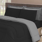 Colcha Soft Casal Queen Dupla Face Casen 240x210cm Preto E Ci