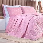 Colcha Solteiro Estampada 2 Peças Corações Com Porta Travesse