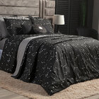 Colcha Solteiro Estampado Preto Constelação 2 Peças 100% Algo