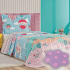 Colcha Solteiro Infantil + Tapete Menina Jardim Lilás