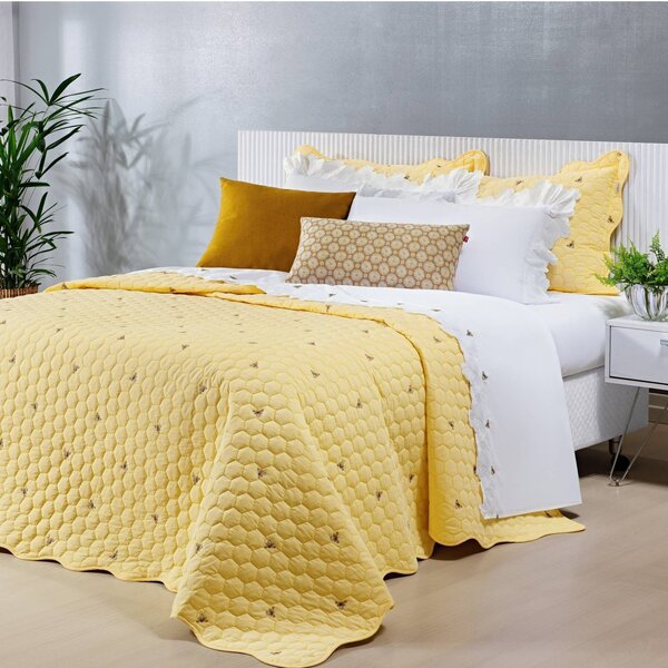 Colcha Super King 3 Peças Percal 200 Fios Bordado Melzi Berna