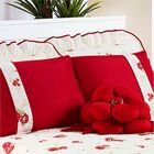 Colcha Tecido Algodão Floral Queen 08 Peças - Vermelha