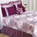 Colcha Tecido Algodão Floral Solteiro 05 Peças - Vinho