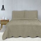 Colcha Velvet Veludo - Casal - C/ Porta Travesseiros - Bege -