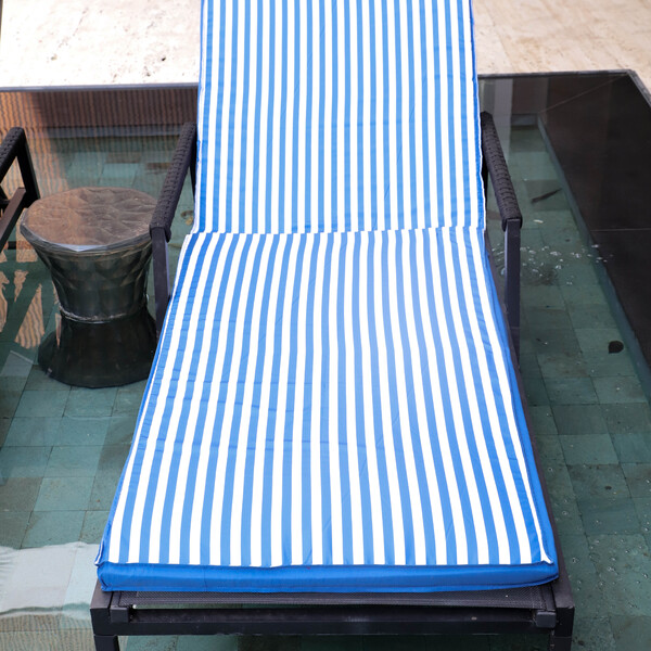 Colchão 190X62cm  Microfibra Estampada Listrada Azul Royal Próxima Têxtil