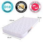 Colchão Berço D18 Antialérgico 130x60x10cm Espuma Certificado