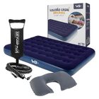 Colchão Casal Inflável Com Bomba Manual E Travesseiro Pescoço