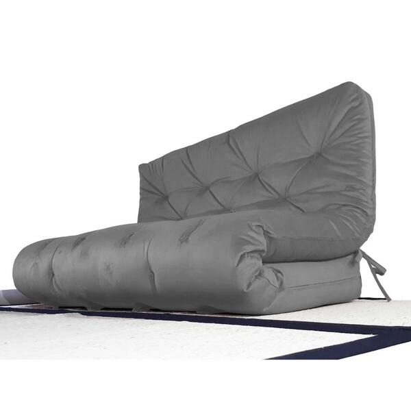 Colchão Futon Casal Dobrável Sofa Cama Cinza
