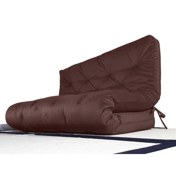 Colchão Futon Casal Dobrável Sofa Cama Marrom