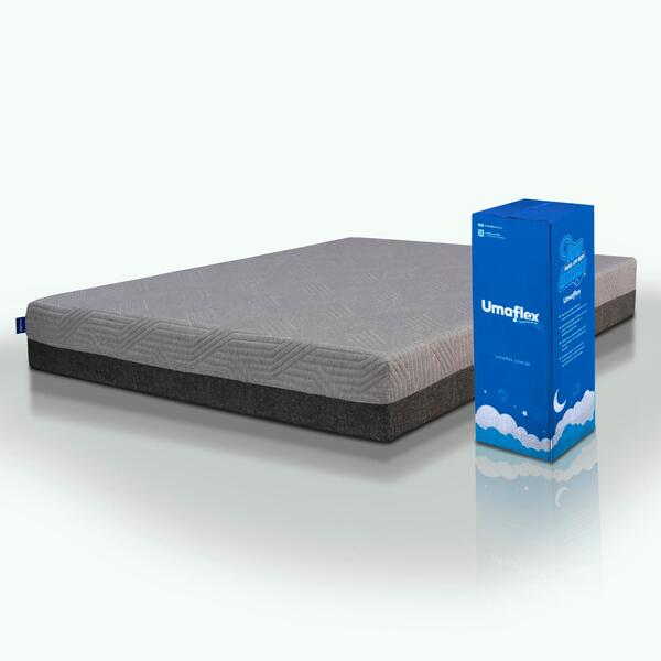 Colchão King Size 193 X 203 X 25 Branco E Azul Umaflex Fit Vi