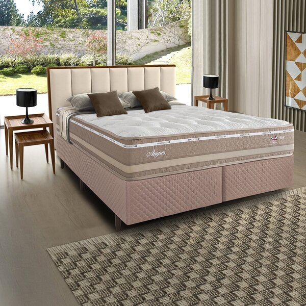 Colchão Molas Maxspring Angres Queen 158x28x198cm Branco/bege