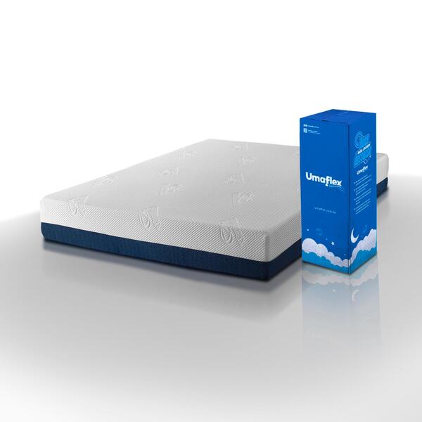 Colchão Queen Size 158 X 198 X 25 Branco E Azul Umaflex Tradi