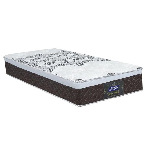 Colchão Solteiro Molas Ensacadas New York Marrom 88x188x26cm