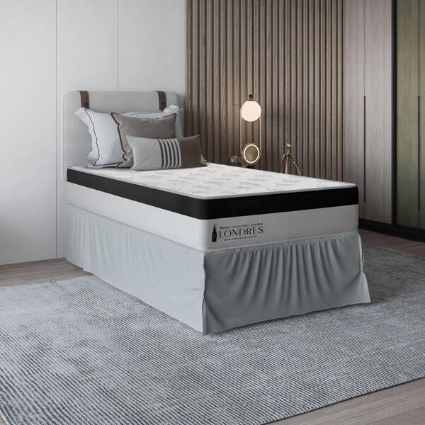 Colchão Solteiro Molas Ensacadas Suede Veludo Preto