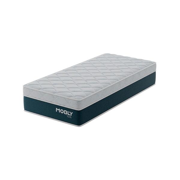 Colchão Solteiro York Molas Ensacadas (24x88x188) Azul E Bran