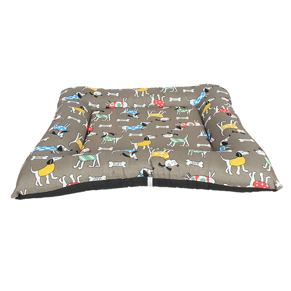 Colchonete Cama Pet G 82x60 Marrom Estampa Cachorrinhos C1