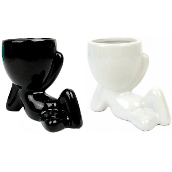 Coleção 2 Vasos Robert Plant Em Porcelana White & Black