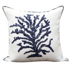 Coleção Náutica - Almofada Coral Azul Marinho Quadrada Tipo:c