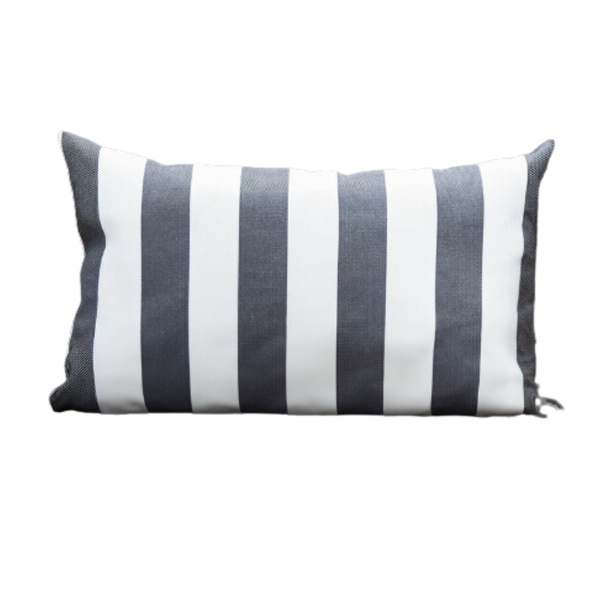 Coleção Náutica - Almofada Listras Preta Retangular Tipo:comp