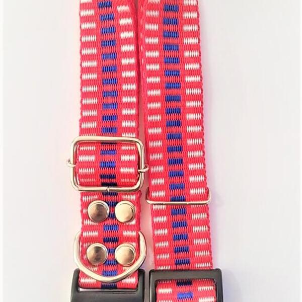 Coleira Cachorro Smooty Pet G Listrada Vermelho/branco/azul