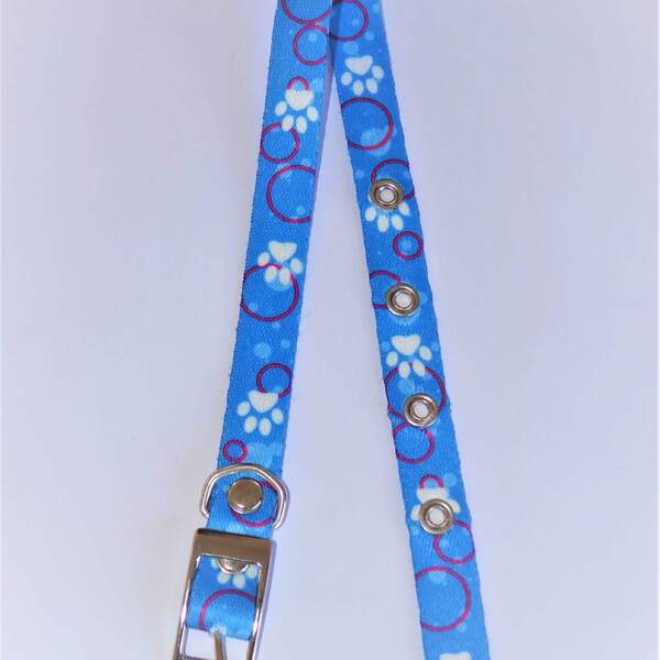 Coleira Cachorro Smooty Pet Ilhós P Estampada - 1 Azul/pata