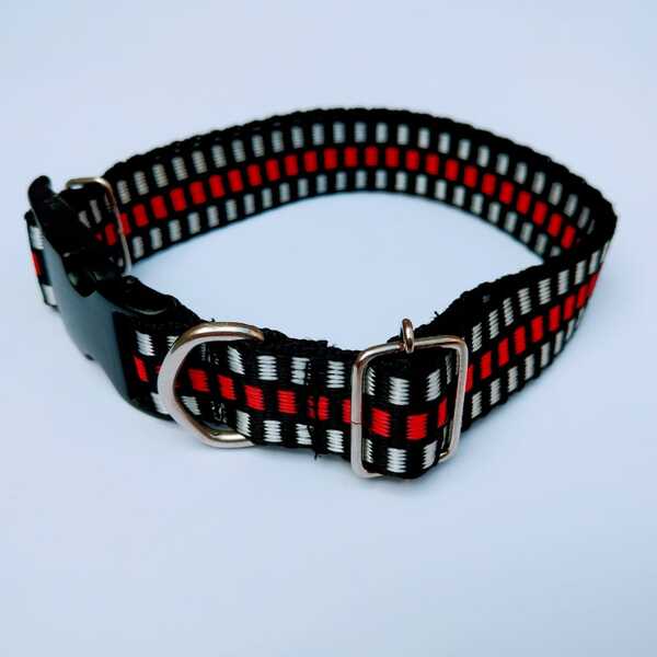 Coleira Cachorro Smooty Pet M Listrada - 1 Preto/branco/verme