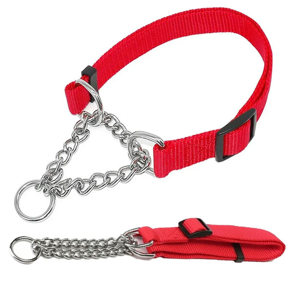 Coleira Caes Cachorros Ajustavel Corrente Semi Enforcadora Re