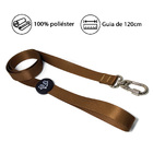 Coleira com Guia para Cachorro e Gato M em Tecido Caqui Fábrica Pet