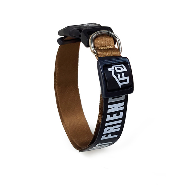 Coleira com Guia para Cachorro e Gato P em Tecido Caqui Fábrica Pet