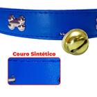 Coleira De Cachorro Com Sino Grande Em Couro Sintético Azul