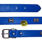 Coleira De Cachorro Com Sino Grande Em Couro Sintético Azul