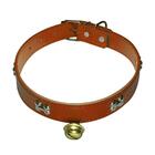 Coleira De Cachorro Com Sino Grande Em Couro Sintético Marrom