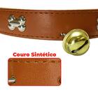 Coleira De Cachorro Com Sino Grande Em Couro Sintético Marrom