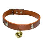 Coleira De Cachorro Com Sino Médio Em Couro Sintético Marrom