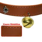 Coleira De Cachorro Com Sino Médio Em Couro Sintético Marrom