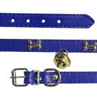 Coleira De Cachorro Com Sino Pequeno Em Couro Sintético Azul