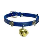 Coleira De Cachorro Com Sino Pequeno Em Couro Sintético Azul