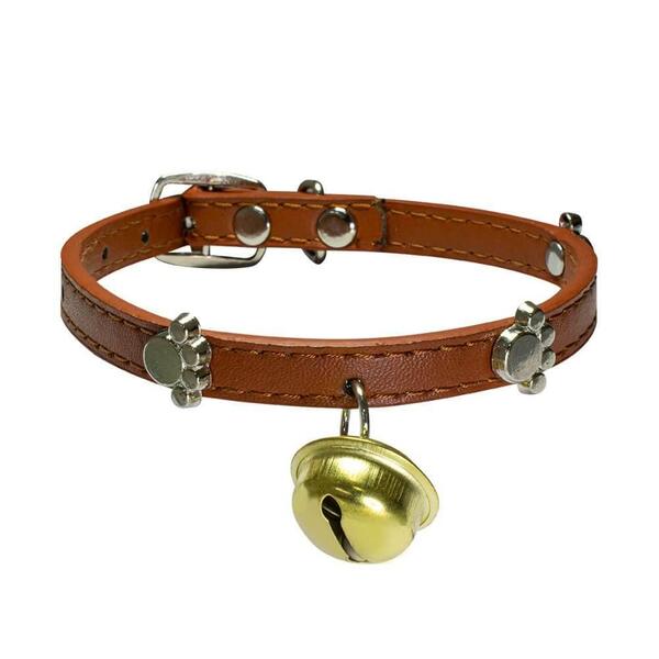Coleira De Cachorro Com Sino Pequeno Em Couro Sintético Marro
