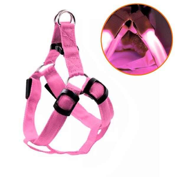 Coleira De Cachorro Regulável M Rosa Com Led E Bateria - Casa