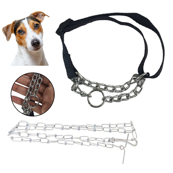 Coleira Kit Corrente Guia Semi Enforcadora Resistente Ajustav