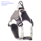 Coleira Peitoral Antipuxão Comfort Cinza Com Guia De Passeio M