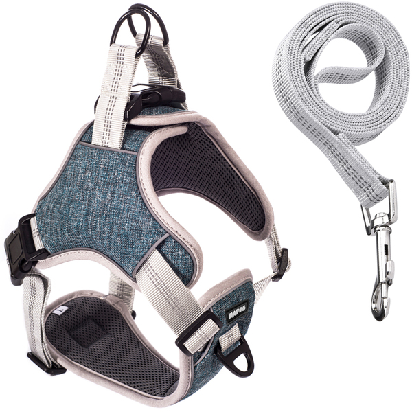 Coleira Peitoral Antipuxão Comfort Com Guia De Passeio Azul G