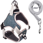 Coleira Peitoral Antipuxão Comfort Com Guia De Passeio Azul Xg