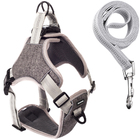 Coleira Peitoral Antipuxão Comfort Com Guia De Passeio Cinza