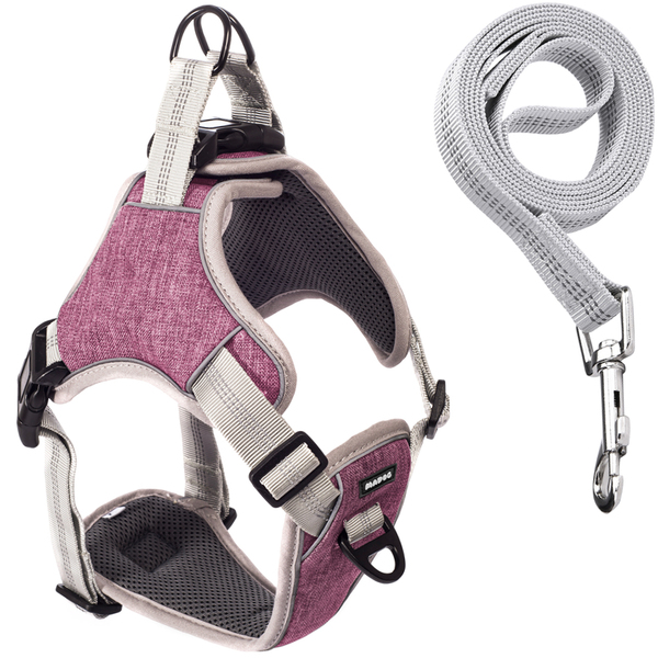 Coleira Peitoral Antipuxão Comfort Com Guia De Passeio Rosa Xg