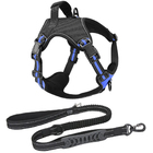 Coleira Peitoral Antipuxão Madog Power Azul + Guia Elástica P