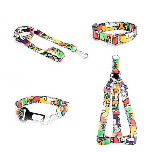 Coleira Peitoral Guia E Cinto De Seg Smooty Pet Abstrata M