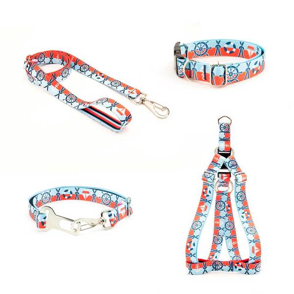 Coleira Peitoral Guia E Cinto De Seg Smooty Pet Marinheiro M